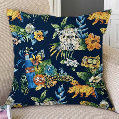 Floral Warrior Cartoon Art Space Ship Cute Cartoon Sofa Decorative Throw Pillow Case Cotton Linen Square Funky Art Cushion Cover