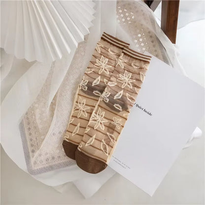 Novelty Harajuku Crystal Silk Socks Summer Ultra-Thin Transparent Glass Silk Sock Cartoon Print Japanese Kawaiii Cute Long Socks