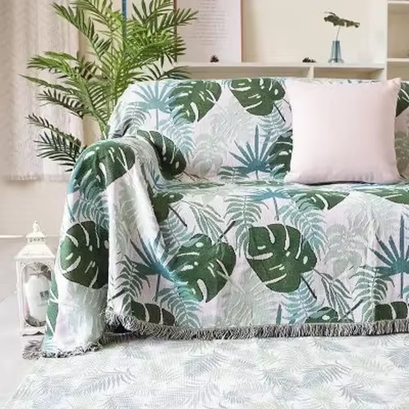 Monstera Sofa Blanket Cover Dust Protective Cover Throw Blanket for Bed Non-Slip Bedspread Nordic Decoration Carpet XT25
