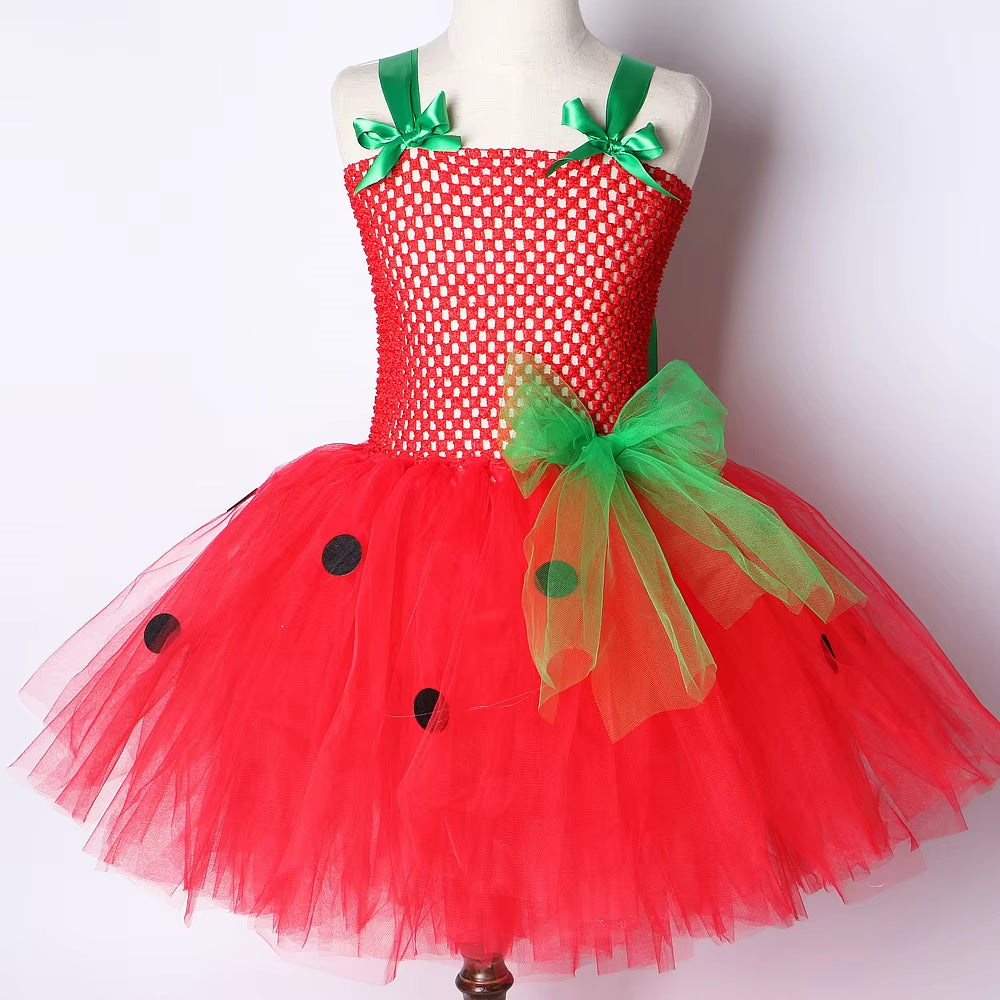 Baby Girls Tutu Dress Strawberry Princess Dresses for Kids Girl Birthday Costume Watermelon Halloween Christmas Costumes Toddler