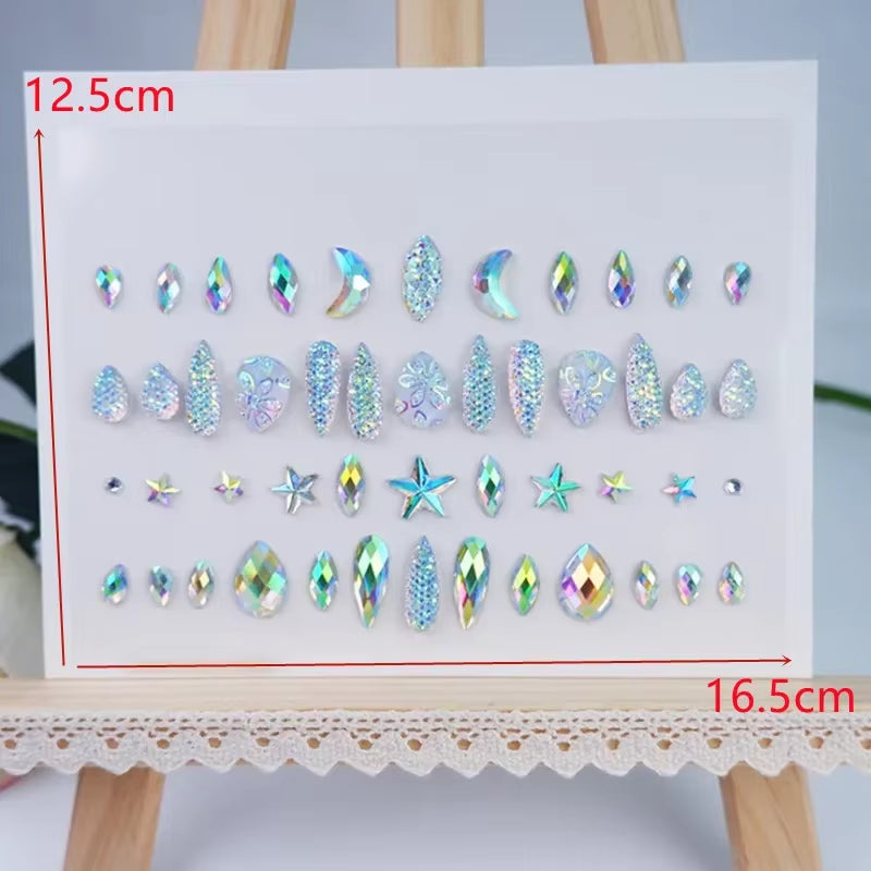 Makeup Diamond Pearl Eyes Face Music Festival DIY Body Starfish Mermaid Crystal Tattoo Rhinestone Nail Art Eyeshadow Sticker New