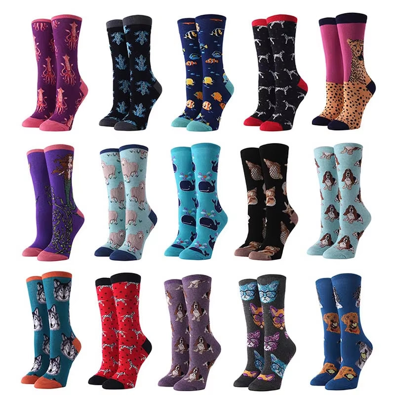 Cute Animals Funny Socks Women Cotton Creative Mermaid Fish Pug Design Japanese Harajuku Crew Calcetines Mujer Divertidos Sokken