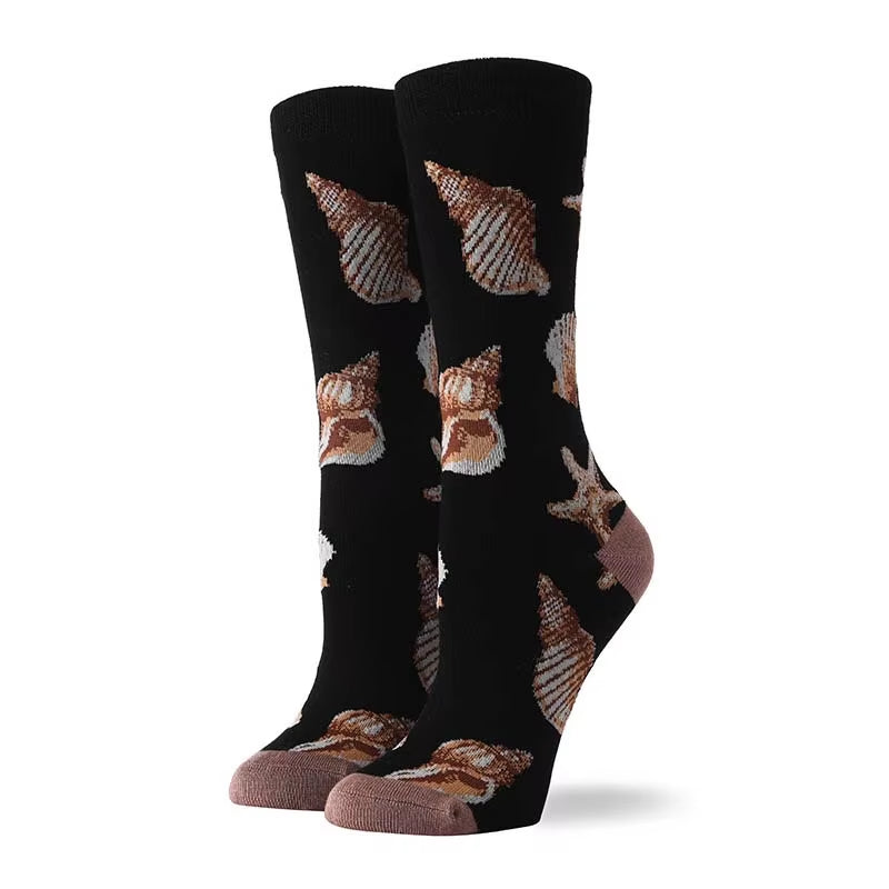 Cute Animals Funny Socks Women Cotton Creative Mermaid Fish Pug Design Japanese Harajuku Crew Calcetines Mujer Divertidos Sokken