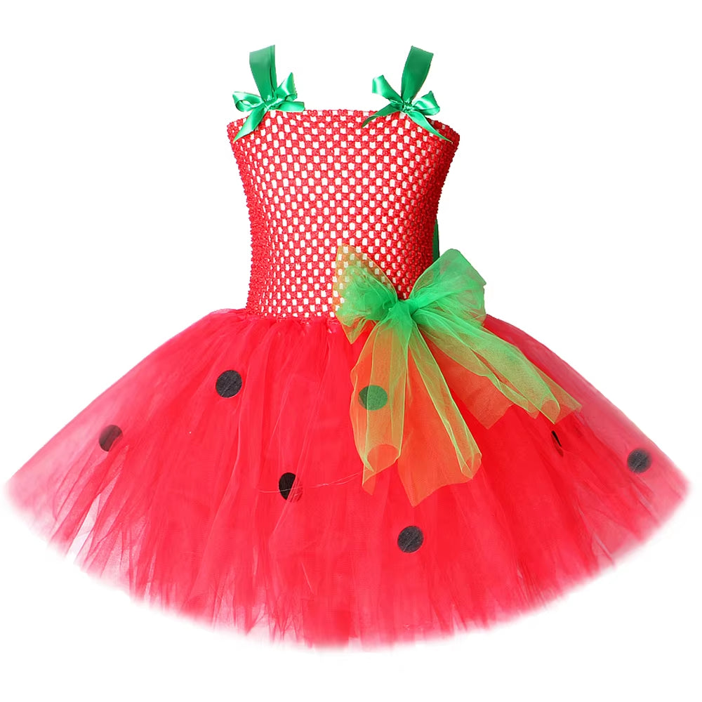Baby Girls Tutu Dress Strawberry Princess Dresses for Kids Girl Birthday Costume Watermelon Halloween Christmas Costumes Toddler