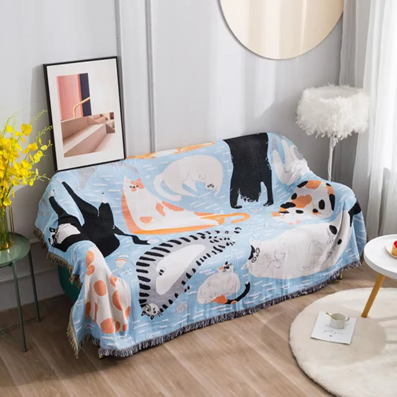 Monstera Sofa Blanket Cover Dust Protective Cover Throw Blanket for Bed Non-Slip Bedspread Nordic Decoration Carpet XT25
