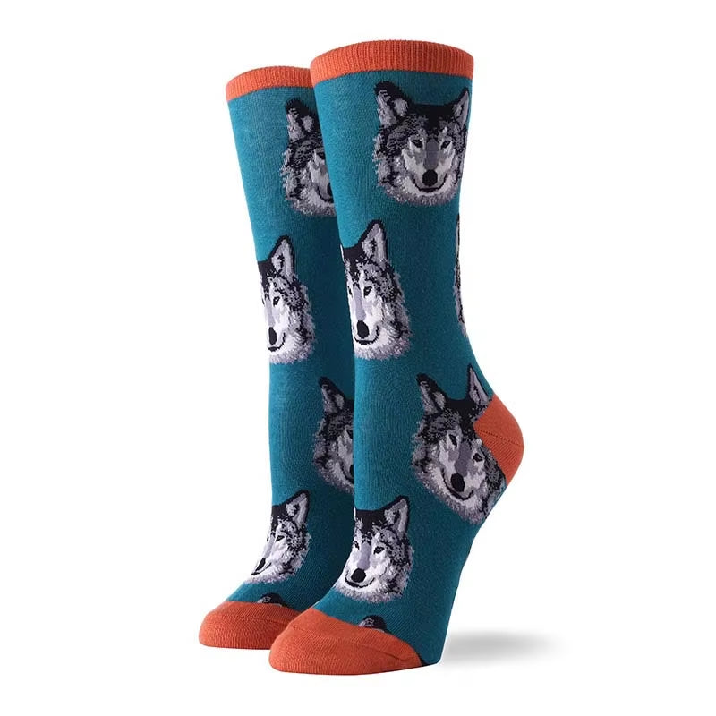 Cute Animals Funny Socks Women Cotton Creative Mermaid Fish Pug Design Japanese Harajuku Crew Calcetines Mujer Divertidos Sokken