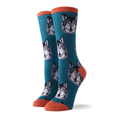 Cute Animals Funny Socks Women Cotton Creative Mermaid Fish Pug Design Japanese Harajuku Crew Calcetines Mujer Divertidos Sokken
