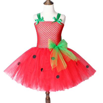 Baby Girls Tutu Dress Strawberry Princess Dresses for Kids Girl Birthday Costume Watermelon Halloween Christmas Costumes Toddler