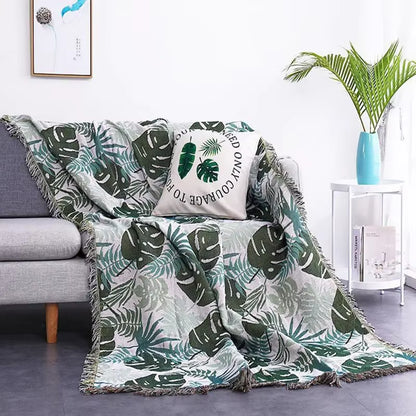 Monstera Sofa Blanket Cover Dust Protective Cover Throw Blanket for Bed Non-Slip Bedspread Nordic Decoration Carpet XT25