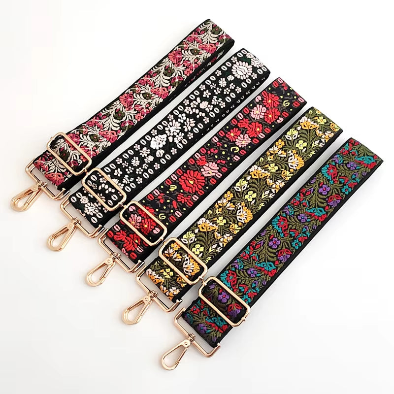 Flowers Bag Strap Women Handbag Belt Wide Shoulder Bag Strap Replacement Strap Accessory Bag Part Adjustable Belt for Bag 130Cm